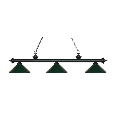 Z-Lite Riviera 3 Light Billiard Light, Matte Black & Dark Green 200-3MB-MDG